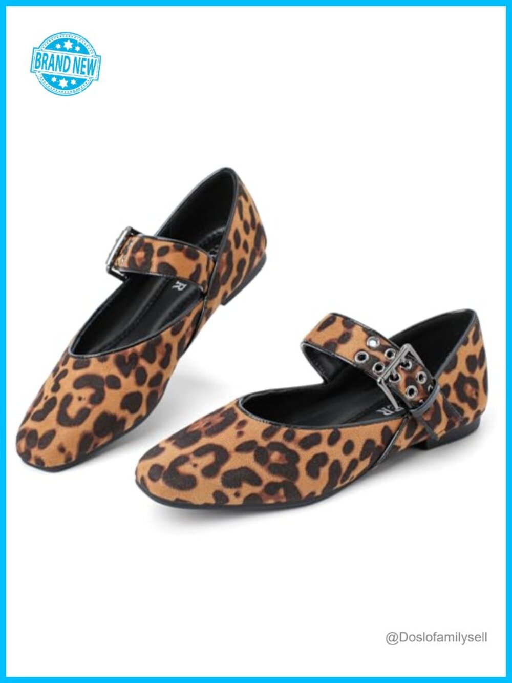 Women's Mary Jane Flats Square Toe Ballet Ankle Strap Slip On Dressy